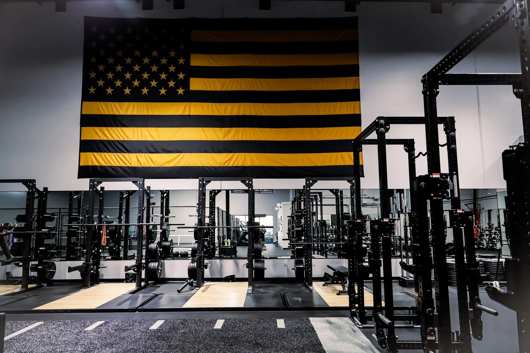 The gold and black Oasis strength floor